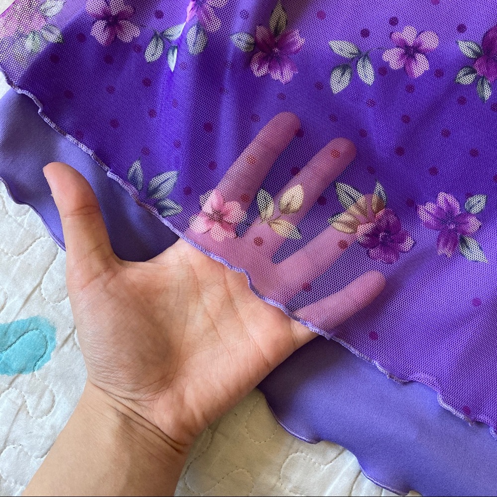 Vintage 90s Mesh Layered Flower Print Dress 🌸 - Picture 3 of 5